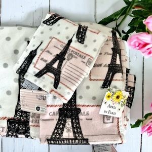 Eiffel Tower Paris Pink Bath Towel Set | 3-Pc Set | 100% Cotton